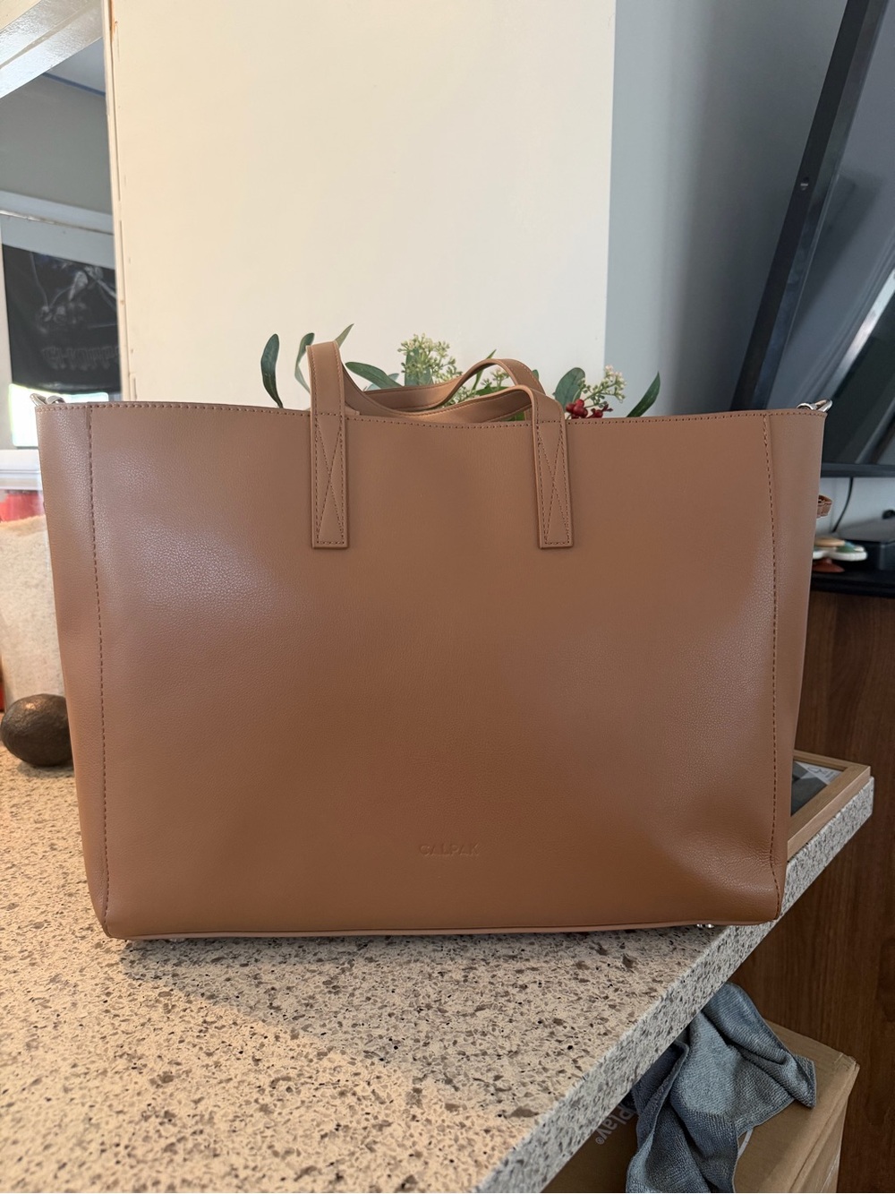 Calpak Haven Leather Tote Bag - Toffee